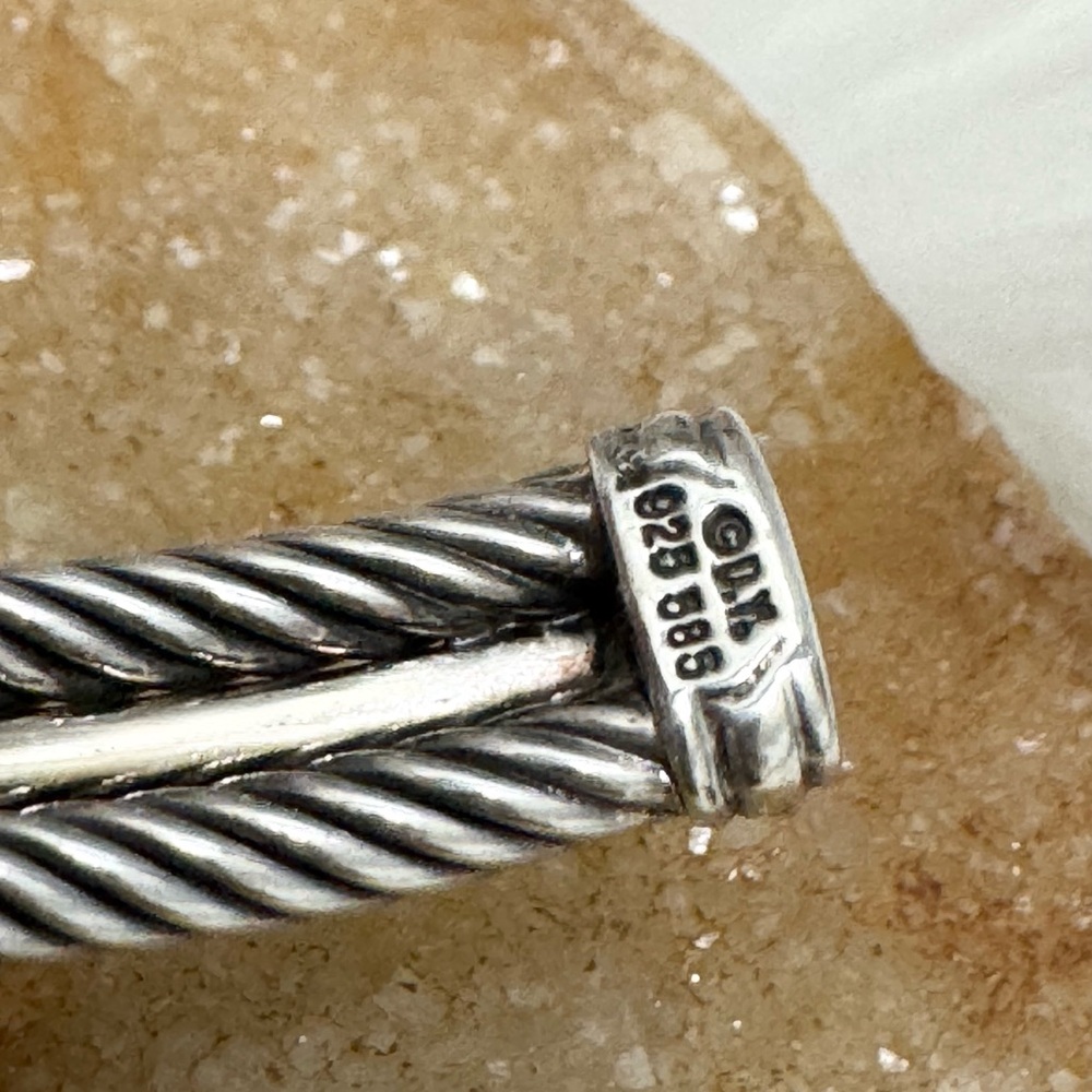 David Yurman .925 14K Gold Double Cable Diamond Cuff Bracelet $2,250 - Picture 6 of 9